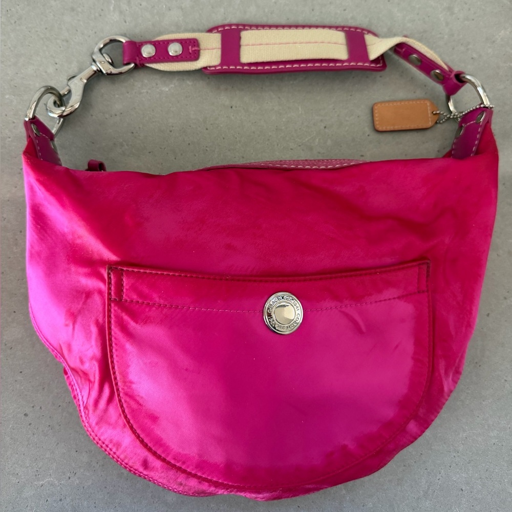 Rare Coach Y2K Fuchsia satin Shoulder Bag